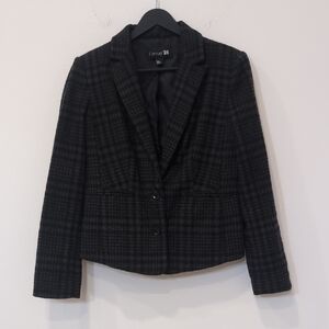 Wool Blend Plaid Blazer